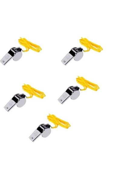 admay Referee and Earthquake Whistle with Metal Rope Single Iron Whistle (5 Pieces)