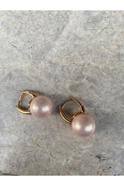 Momos Pudra İncili Altın Rengi Metalli Sallantılı Şık Küpe