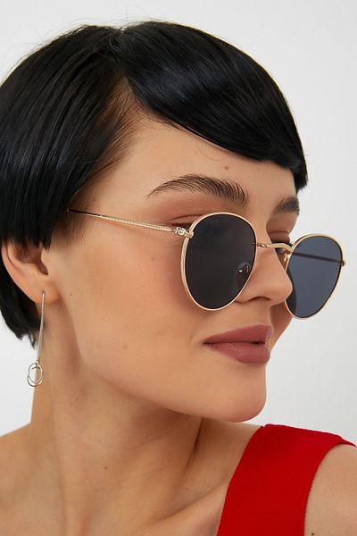 ModaLand Round Oval Black Sunglasses