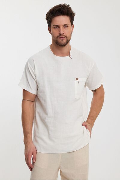 Plus Ninety Plusninety Men's Oversize Linen Cotton T-shirt with Pockets