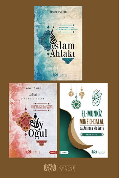 Çağdaş Kitap Gazzali seti 3 kitap Set / islam Ahlakı - Ey Oğul -El-Munkız Min...