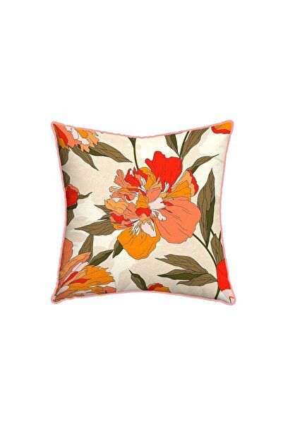 GRAZIAHOME Vintage Floral Patterned Throw Pillow Cover with 43x43 Piping - Do...
