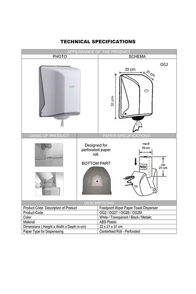 Şeker Portakalım Vialli Og2 Maxi Feedpoint Paper Towel Dispenser with Internal Pull White
