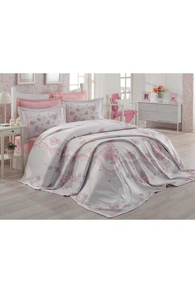 Şeker Portakalım Двоспальне покривало з мереживом, ткане жакардом Bella