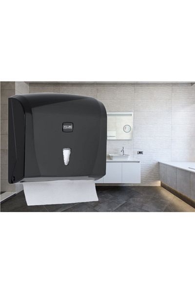 Şeker Portakalım Vialli K20b Z Layer Practical Bathroom Kitchen Paper Towel Dispenser 200 Pieces Black