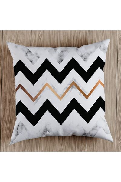 fdm desıgn غطاء وسادة مزخرف بنمط رخام متعرج أبيض وأسود مطبوع على الوجهين Byfc...