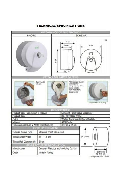 Şeker Portakalım -vialli K9t Internal Pull Toilet Paper Dispenser Transparent Blue