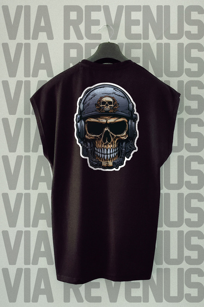 Vordevia Skull Soldier Back Štampano Oversize kroj Wide Fit Zero Sleeve crna ...
