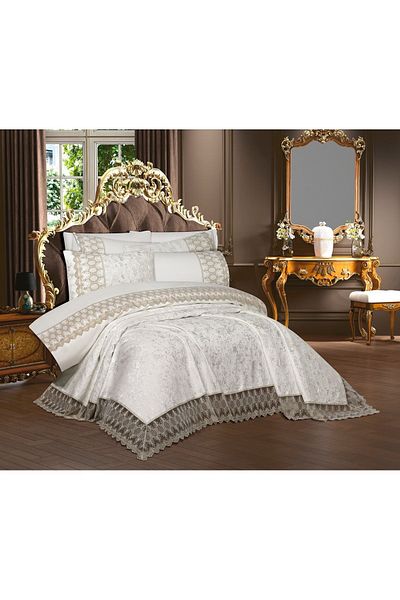 Çeyiz Bahçesi zümre three-piece bedspread