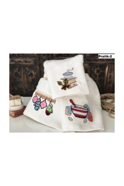 Dantela Maribor 3'lü Tafting Nakışlı Pratik Pamuk Mutfak El Havlusu