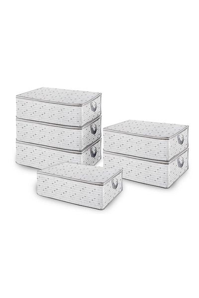İNKOHA 6-Piece under Base Storage Set – 66X45X21 cm – Large Size, Zippered, Dustproof, Patterned Storage Bag