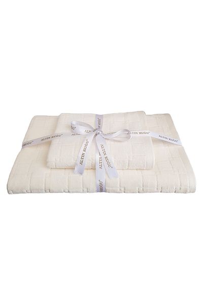 Özdilek Daisy Cream Bath Towel Set - 70x140 cm+50x80 cm