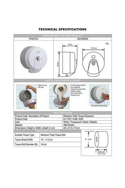 Şeker Portakalım Vialli K3t Mini Stingy Internal Pull Toilet Paper Dispenser Transparent