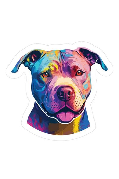 MegaSticker Autocolant Pitbull Colorat 13x10 Cm - Motocicletă, Laptop, Cască, Mașină