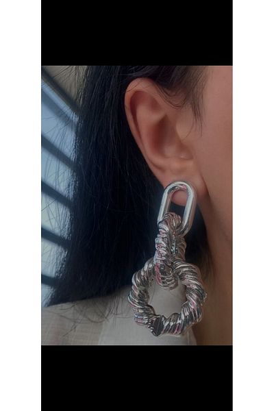 Aylish Bijuteri SILVER LARGE DANGLE EARRING