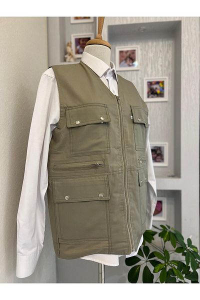 DENİZLİFE KTN Dad - Summer Spring Vest with Multi Pockets and Zipper