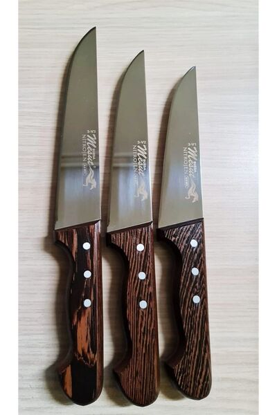 Bursa bıçakları Venge Saplı 3'lü Mutfak Bıçağı Seti Et Ekmek Sebze Meyve Şef ...