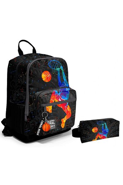 Coral High Set rucsac și suport pentru stilouri pentru baschet pentru băieți - 4 compartimente
