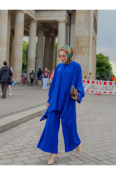 NS Moda Blue Hijab Yade Set - Model-514
