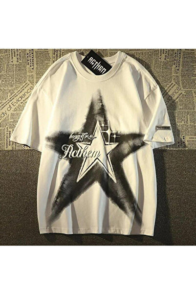 Gofeel Tech Street White Star Detail Oversize Unisex T-shirt