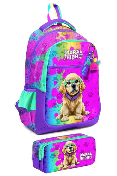 Coral High Комплект раница и моливи за начално училище за момиче с мотив от л...