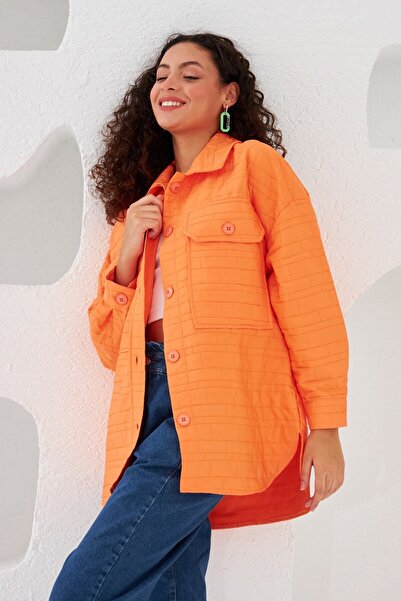 Orfeo Negro Oversize Cut Geometric Patterned Double Pocket Jacket