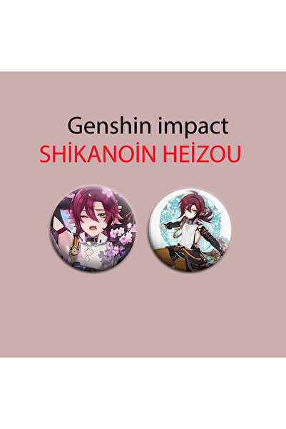 Akumastik Set de 2 insignă-butoane cu ace pentru Genshin Impact Shikanoin Heizou