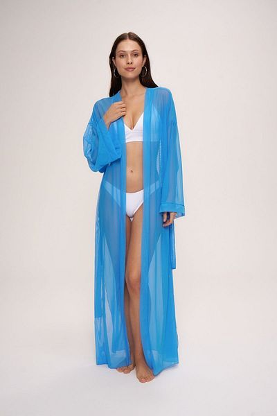 Pierre Cardin Kimono lung albastru - Paris cu talie
