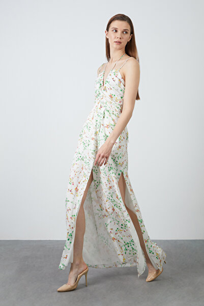 GİZİA İp Askılı Uzun Sıfır Kol Ekru Elbise