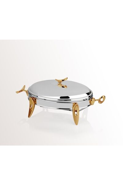 MATSteel طقم خدمة بيضاوي مع سخان شمعة سعة 2.2 لتر