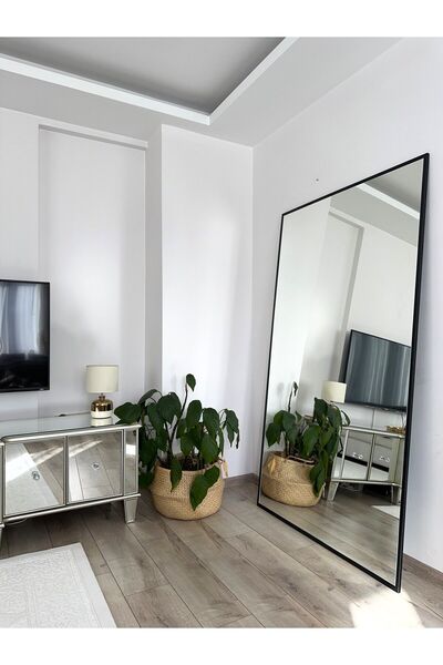 EFFE YAPI DEKOR Siyah Metal Çerçeveli Duvara Monte 180x100 Cm Boy Aynası