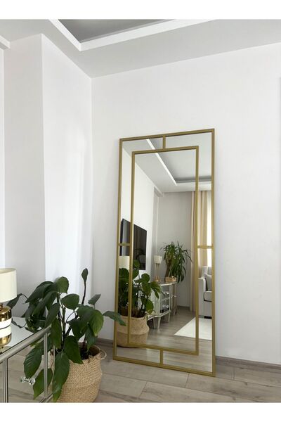 EFFE YAPI DEKOR Gold Metal Çerçeveli Yıldız 180x80 Cm Dekoratif Ayna