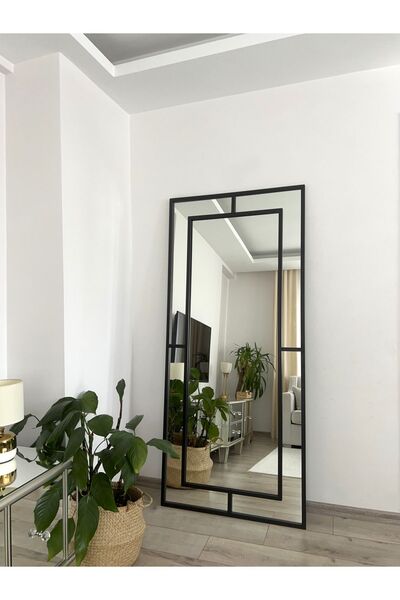 EFFE YAPI DEKOR Siyah Metal Çerçeveli 180x80 Cm Dekoratif Ayna