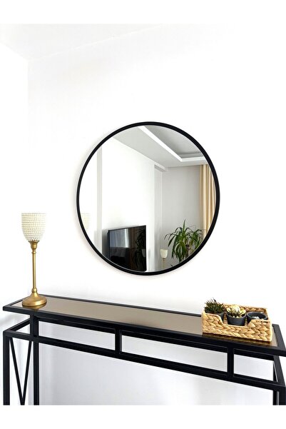 EFFE YAPI DEKOR Siyah Metal Çerçeveli 70 Cm Yuvarlak Ayna