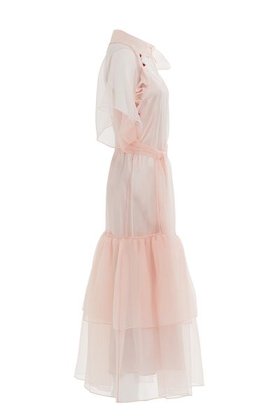 GİZİA Pink Long Dress - Tulle Detailed and Embroidered