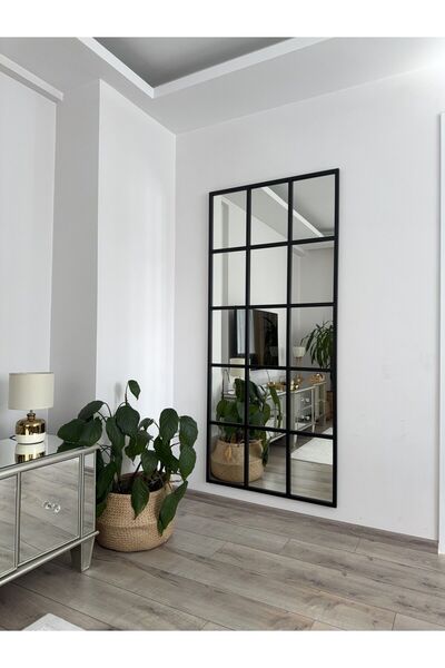 EFFE YAPI DEKOR Siyah Metal Çerçeveli Dekor Boy Aynası 180*80 Cm