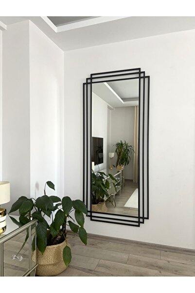 EFFE YAPI DEKOR Siyah Metal Çerçeveli 180x80 Cm Dekoratif Ayna