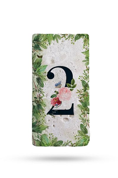 Begoloni Stone Decor Αριθμός πόρτας από φυσική πέτρα, Αριθμός πόρτας με στάμπα UV 7,5x15cm Μοτίβο5 Αρ.:2