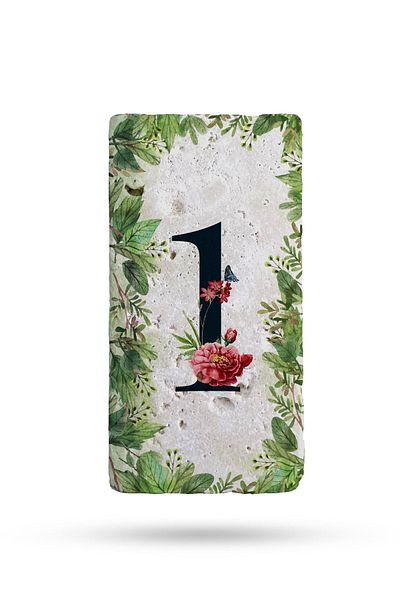 Begoloni Stone Decor Αριθμός πόρτας από φυσική πέτρα, Αριθμός πόρτας με στάμπα UV 7,5x15cm Μοτίβο5 Αρ.:1