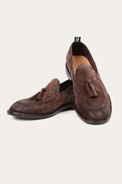 Green George Tasseled Suede Loafer Shoes