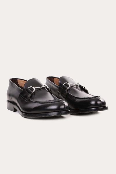 Green George Metal Buckle Leather Loafer Shoes