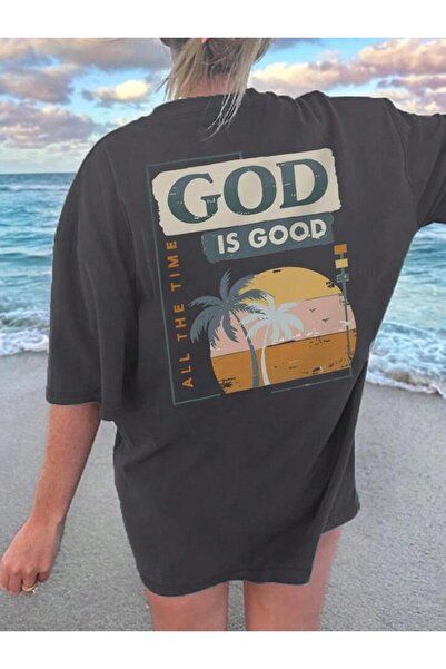 trendgar Fume God Is Good Oversize T-Shirt - Printed