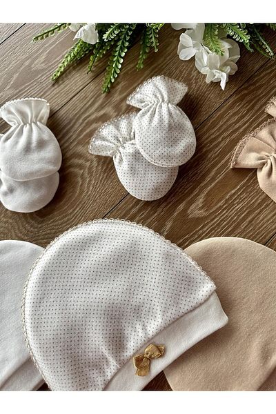 Renkli Puset Organic Set of 6 Newborn Baby Gloves and Hats Benek Fiyonk