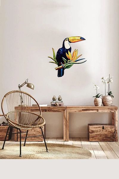 Deposundan Al Tukan Bird Detailed Wooden Tree Wall Decoration