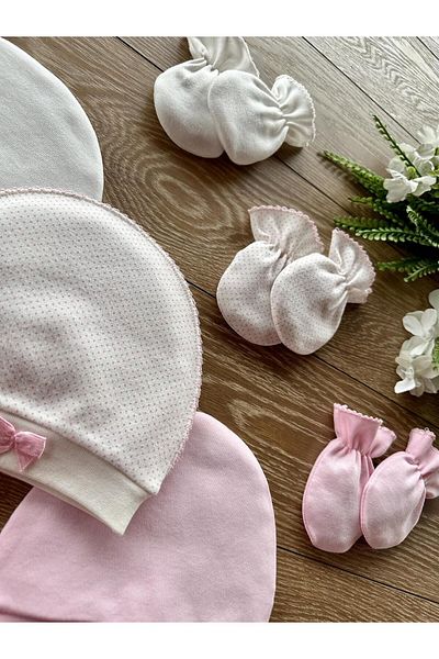Renkli Puset Organic Set of 6 Newborn Baby Gloves and Hats Benek Fiyonk