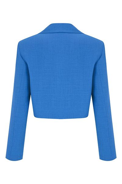 Whenever Company Jachetă crop cu aspect de in de culoare albastră