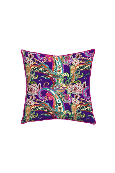 Dijital Baskılı Kırlent Kılıfı 43x43 Biyeli Çift Tarafı Baskılı Hürrem Serisi Çiçek Motif Desenli