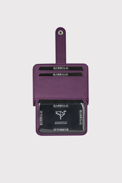 Garbalia Technological Leather Purple Wallet Card Holder - Transparent Id Compartment, Plenty of Card Compartments
