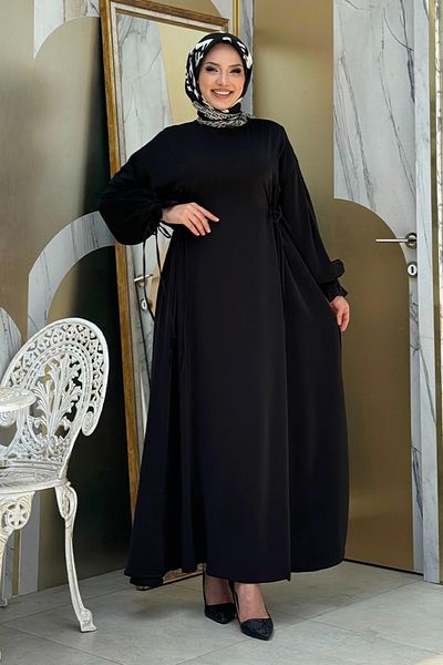 Bym Fashion Μαύρη γραβάτα με λεπτομέρειες φόρεμα 6015