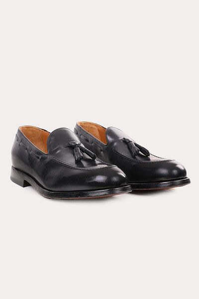 Green George Tasseled Leather Loafer Shoes